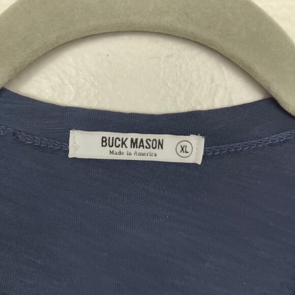 Buck Mason T-Shirt Mens XL Navy Blue Short Sleeve Crewneck Made in LA FLAWED - Picture 5 of 8